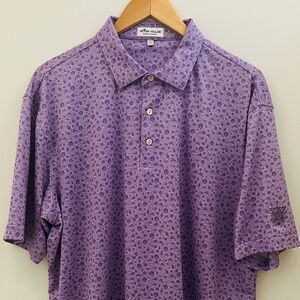 Peter Millar Crown Sport Men's Summer Comfort Polo Size L Purple Jimi Hendrix
